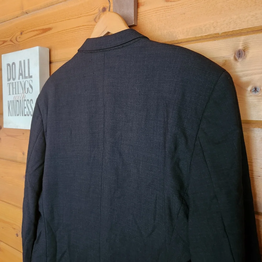 Versini Blazer Dark Gray Suit Jacket 100% Worsted Wool Sport Coat 3 Button‎ 46 R